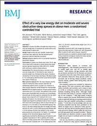 Effect of a very low energy diet on moderate and severe obstructive sleep apnoea